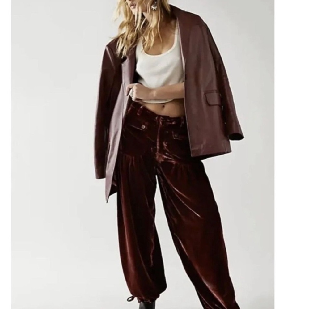 NWOT Free People Lotus Velvet Relaxed Straight Leg Pants - Picture 6 of 15